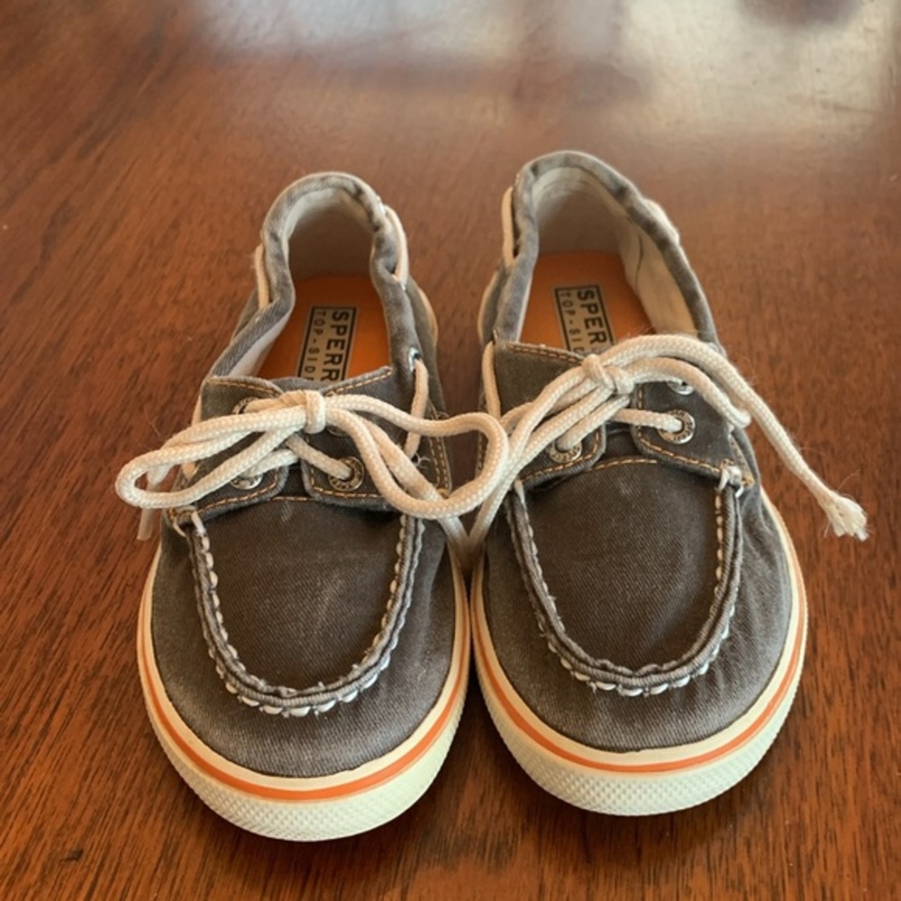 SPERRY TOP SIDER BOYS HALYARD BOAT SHOES GRAY CANVAS SIZE 11M